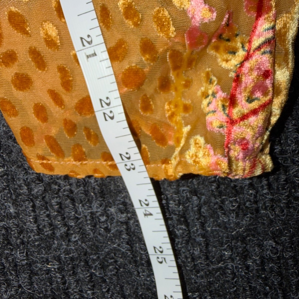 Nostalgia Devore Burnout Velvet Boho Dress Orange Floral Whimsigoth Retro 70s M - Picture 9 of 12